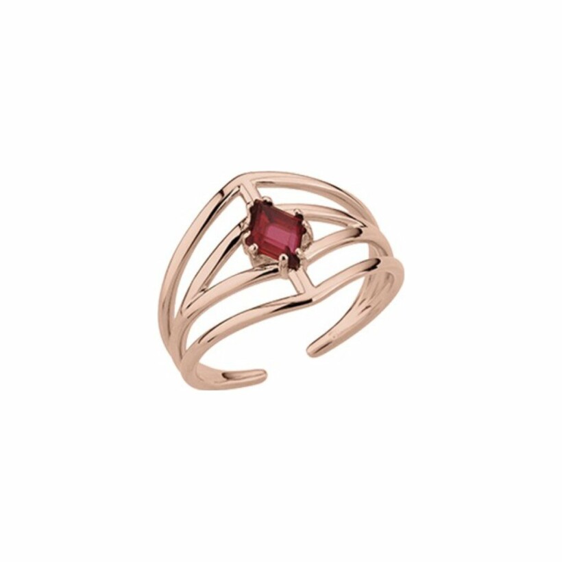 Bague large Les Georgettes Les Cumulables, finition dorée rose, oxydes de zirconium, taille 56