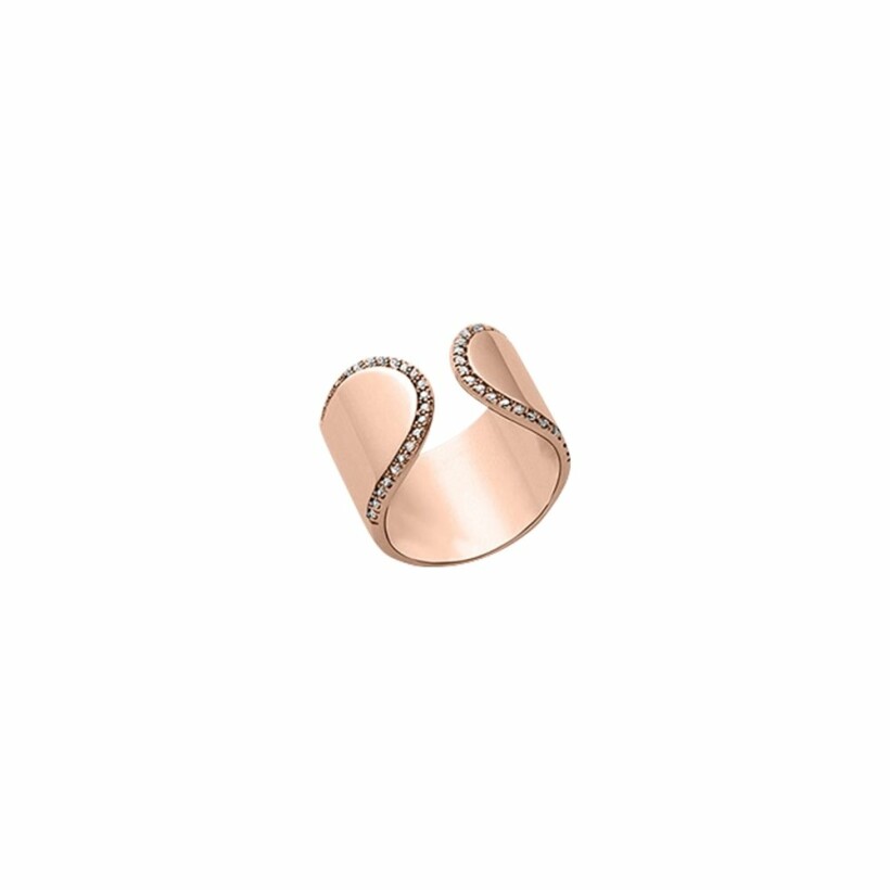 Bague large Les Georgettes Les Cumulables, finition dorée rose, oxydes de zirconium, taille 50