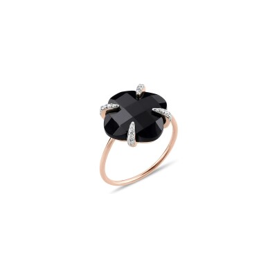 Bague Morganne Bello Victoria en or rose, onyx et diamants