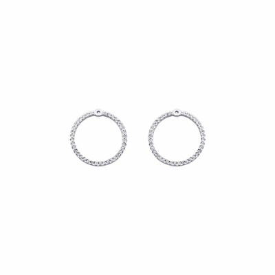 Boucles d'oreilles earjacket Les Georgettes Les Cumulables, finition argentée, oxydes de zirconium