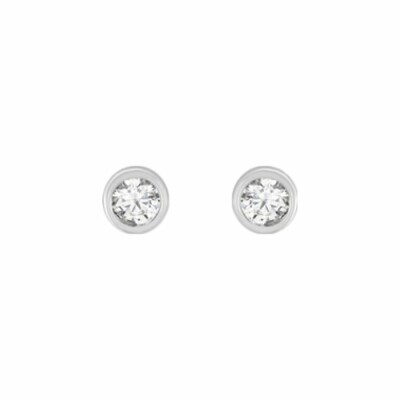 Boucles d'oreilles puces Les Georgettes Les Cumulables, finition argentée, oxydes de zirconium