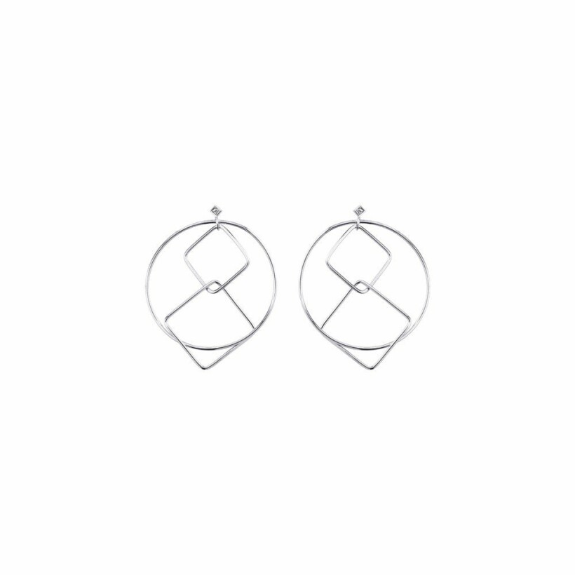 Boucles d'oreilles pendantes Les Georgettes Les Cumulables, finition argentée, oxydes de zirconium