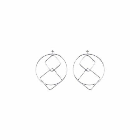 Boucles d'oreilles pendantes Les Georgettes Les Cumulables, finition argentée, oxydes de zirconium