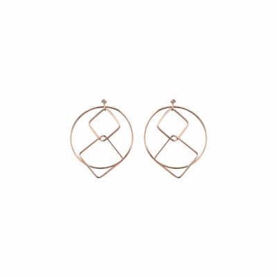Boucles d'oreilles pendantes Les Georgettes Les Cumulables, finition dorée rose, oxydes de zirconium