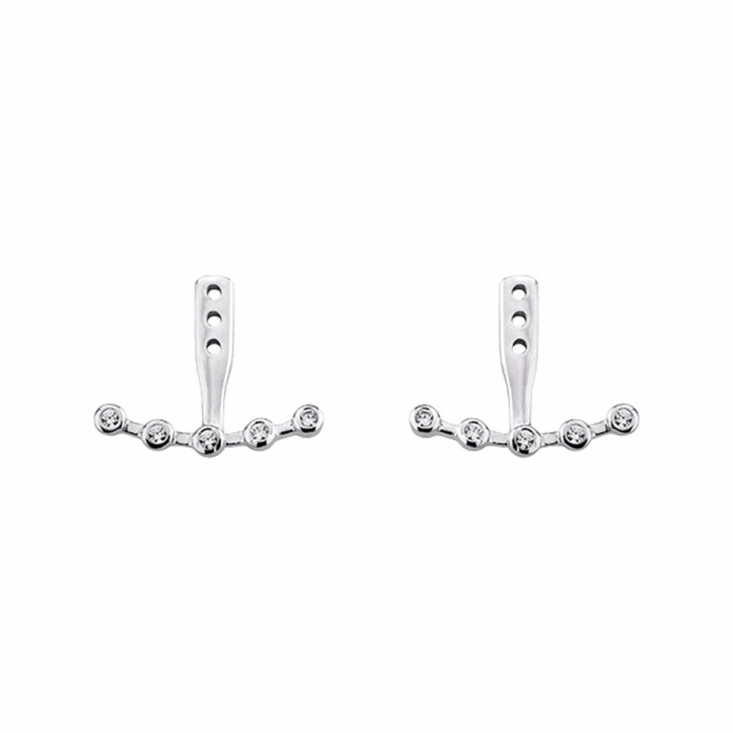 Boucles d'oreilles earjacket Les Georgettes Les Cumulables, finition argentée, oxydes de zirconium