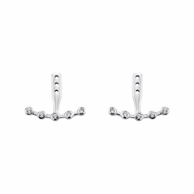 Boucles d'oreilles earjacket Les Georgettes Les Cumulables, finition argentée, oxydes de zirconium