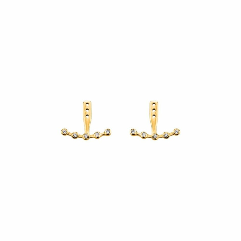 Boucles d'oreilles earjacket Les Georgettes Les Cumulables, finition dorée, oxydes de zirconium