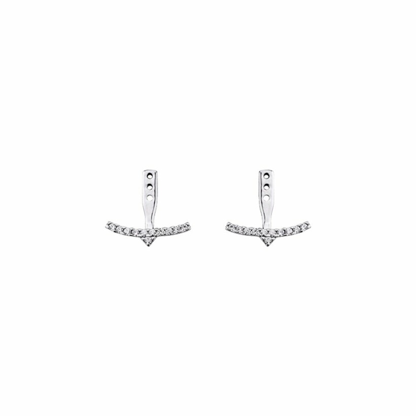 Boucles d'oreilles earjacket Les Georgettes Les Cumulables, finition argentée, oxydes de zirconium