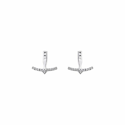 Boucles d'oreilles earjacket Les Georgettes Les Cumulables, finition argentée, oxydes de zirconium