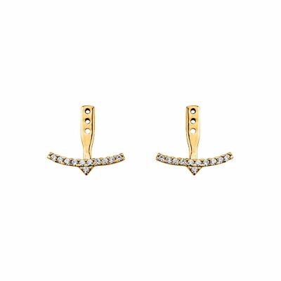 Boucles d'oreilles earjacket Les Georgettes Les Cumulables, finition dorée, oxydes de zirconium