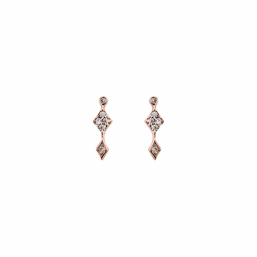 Boucles d'oreilles earline Les Georgettes Les Cumulables, finition dorée rose, oxydes de zirconium