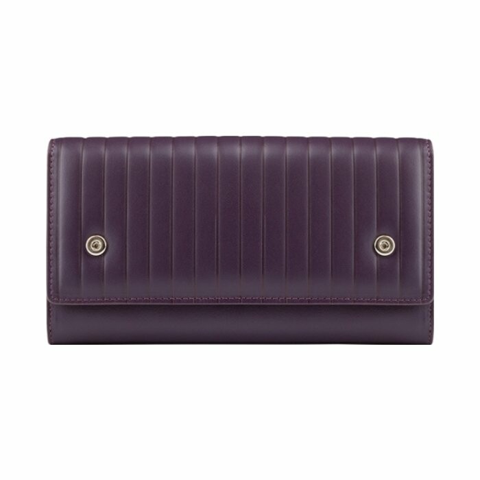 Portefeuille personnalisable Les Georgettes Bijoux en cuir violet matelassé / violet / paillettes noires