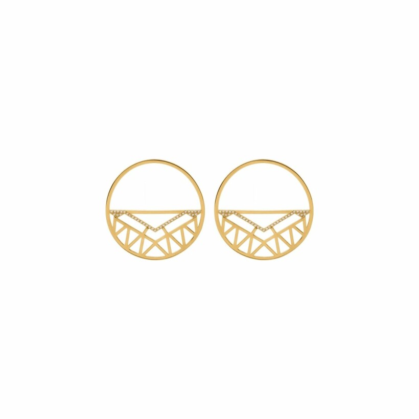 Boucles d'oreilles pendantes Les Georgettes Les Précieuses Sioux plaquées or jaune, 43mm