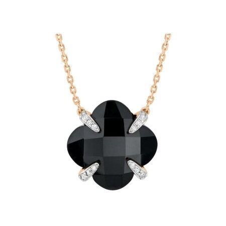 Collier Morganne Bello Victoria Lys en or rose, onyx et diamants