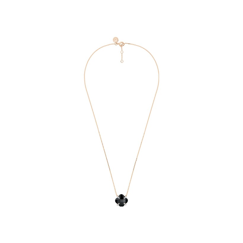 Collier Morganne Bello Victoria Lys en or rose, onyx et diamants