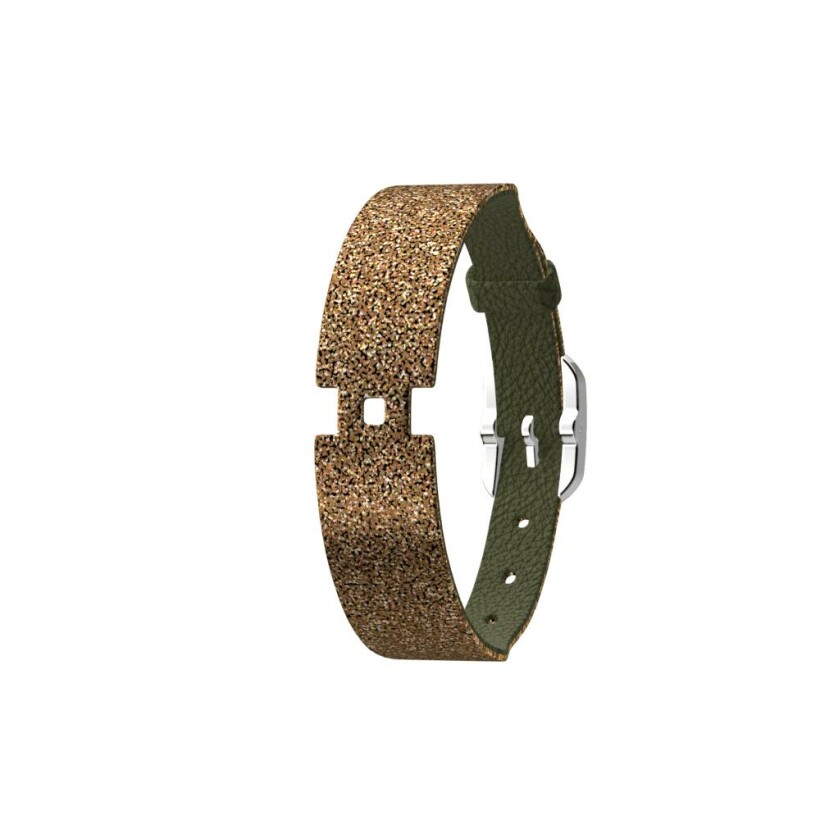 Bracelet de montre Les Georgettes Les Coutures en cuir bronze pailleté/vert de gris