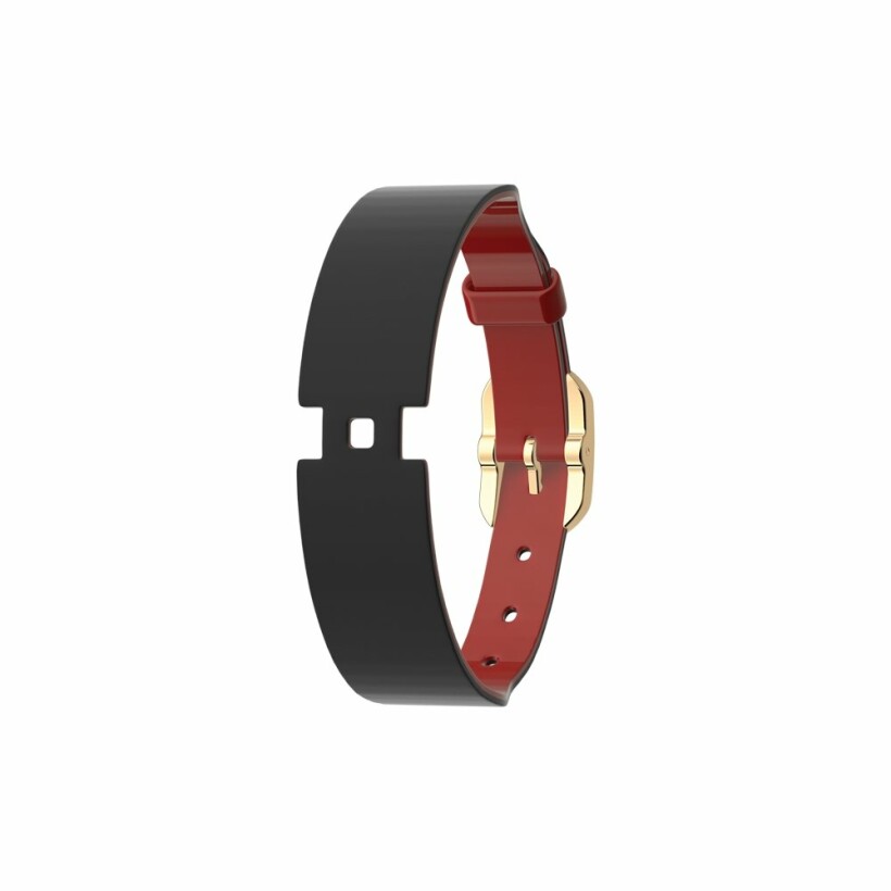 Bracelet de montre Les Georgettes Les Coutures en cuir Rouge Vernis / Noir, boucle dorée, 14mm