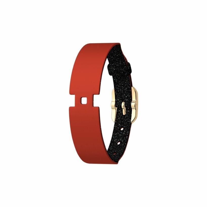 Bracelet de montre Les Georgettes Les Coutures en cuir paillettes noires/rouge
