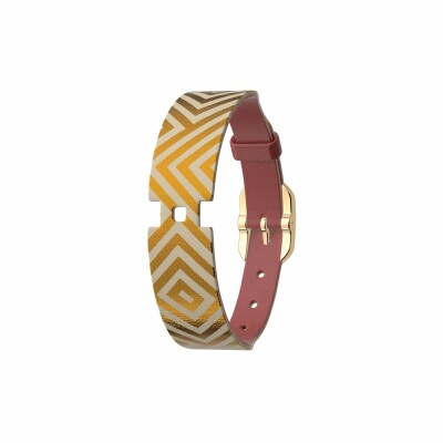 Bracelet de montre Les Georgettes Les Coutures en cuir Blush / Rubik, boucle dorée, 14mm