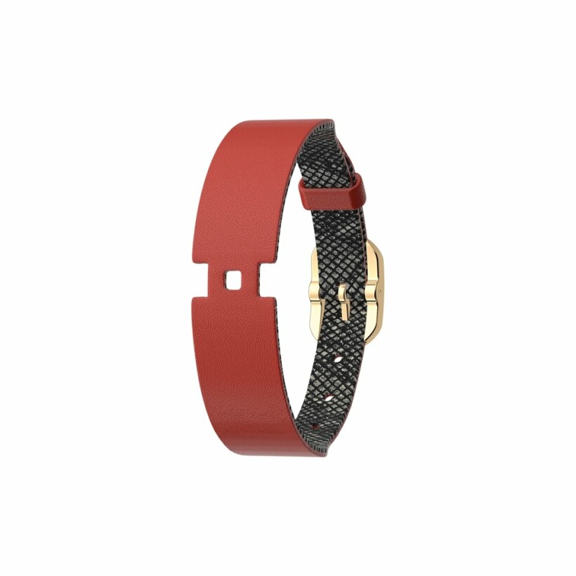Bracelet de montre Les Georgettes Les Coutures en cuir Brique / Reptile, boucle dorée, 14mm