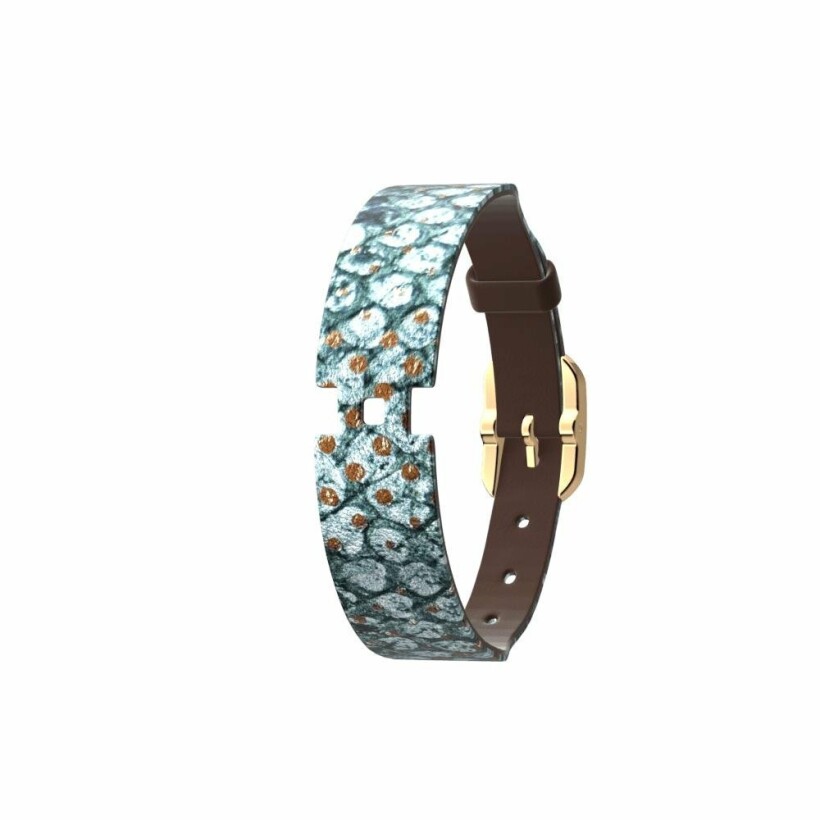 Bracelet de montre Les Georgettes Les Coutures en cuir reptile graphique/chocolat