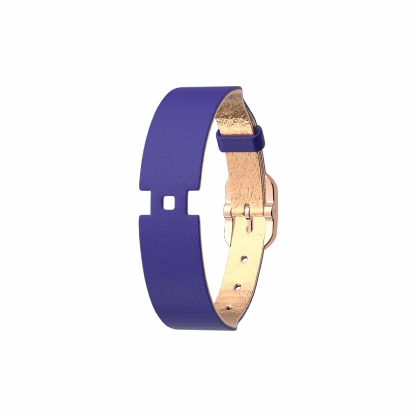 Bracelet de montre Les Georgettes Les Coutures en cuir Bleu Outremer / Rose Sirène, boucle dorée rose, 14mm