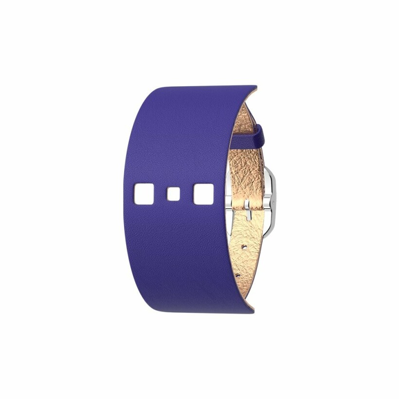 Bracelet de montre Les Georgettes Les Coutures en cuir Bleu Outremer / Rose Sirène, boucle argentée, 25mm