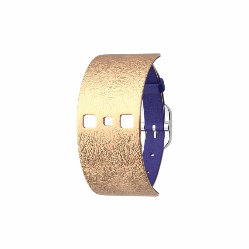 Bracelet de montre Les Georgettes Les Coutures en cuir Bleu Outremer / Rose Sirène, boucle argentée, 25mm