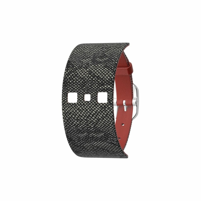 Bracelet de montre Les Georgettes Les Coutures en cuir Brique / Reptile, boucle argentée, 25mm