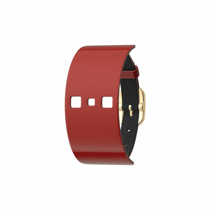 Bracelet de montre Les Georgettes Les Coutures en cuir Rouge Vernis / Noir, boucle dorée, 25mm