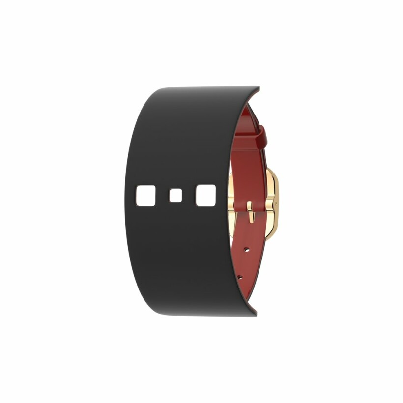 Bracelet de montre Les Georgettes Les Coutures en cuir Rouge Vernis / Noir, boucle dorée, 25mm