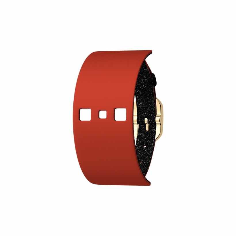 Bracelet de montre Les Georgettes Les Coutures en cuir paillettes noires/rouge