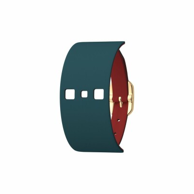 Bracelet cuir Les Georgettes doré, Bleu Pétrole / Framboise, 25mm