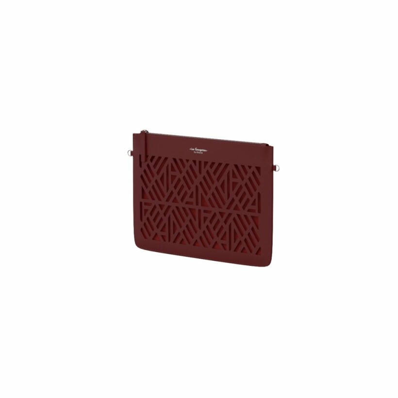 Pochette Les Georgettes Dentelle Bordeaux, Motif Ruban, 28.5x18.5x0.3cm