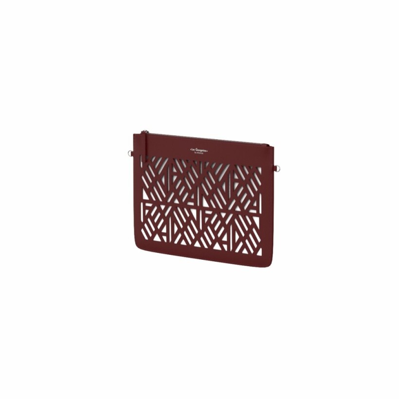 Pochette Les Georgettes Dentelle Bordeaux, Motif Ruban, 28.5x18.5x0.3cm