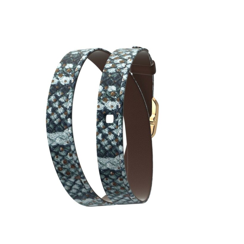 Bracelet de montre Les Georgettes Les Coutures en cuir reptile graphique/chocolat