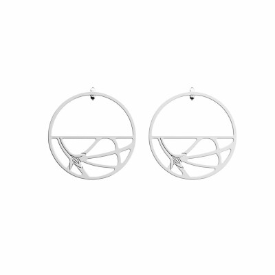 Boucles d'oreilles Les Georgettes Les Essentielles Fleurs du Nil, finition argentée, 43mm