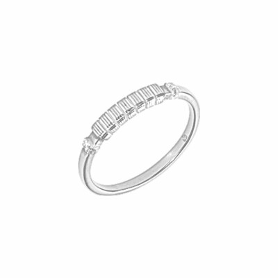 Bague Saunier Vannerie en argent et oxyde de zirconium blanc, taille 56