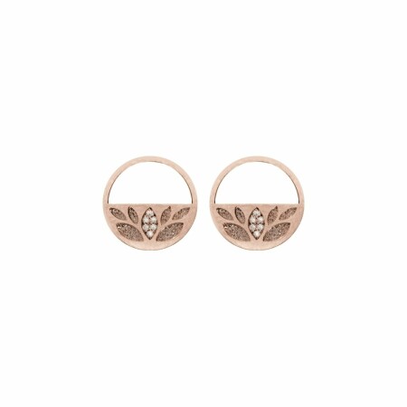 Boucles d'oreilles créoles Les Georgettes Les Cumulables Nénuphar Precie, finition dorée rose