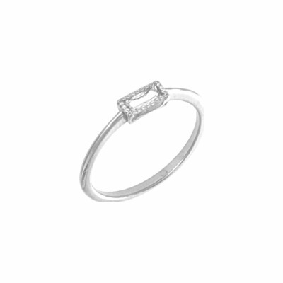 Bague Saunier Baguette en argent et oxyde de zirconium blanc, taille 54