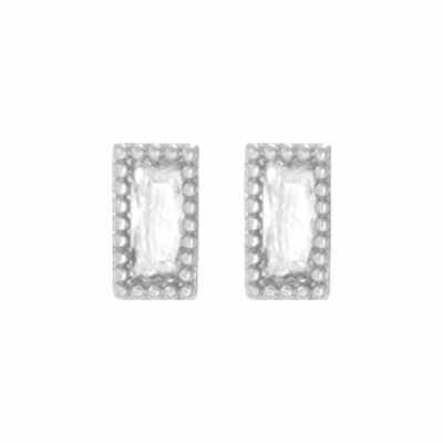 Puces d'oreilles Saunier Baguette en argent et oxyde de zirconium blanc