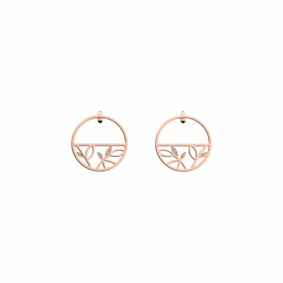 Boucles d'oreilles créoles Les Georgettes Les Précieuses Arbre de vie, finition dorée rose, 30mm