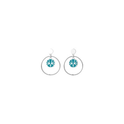 Boucles d'oreilles Les Cadettes Ibiza Laque finition argentée et laque turquoise