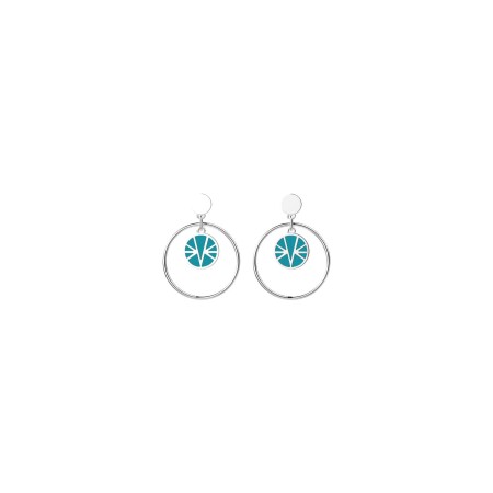 Boucles d'oreilles Les Cadettes Ibiza Laque finition argentée et laque turquoise