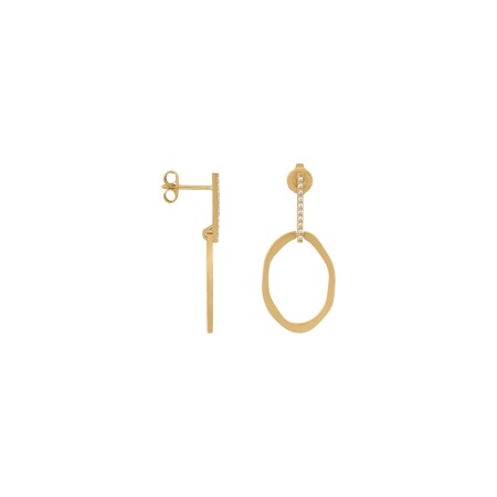 Boucles d'oreilles pendantes Saunier Esquisse en plaqué or et oxydes de zirconium