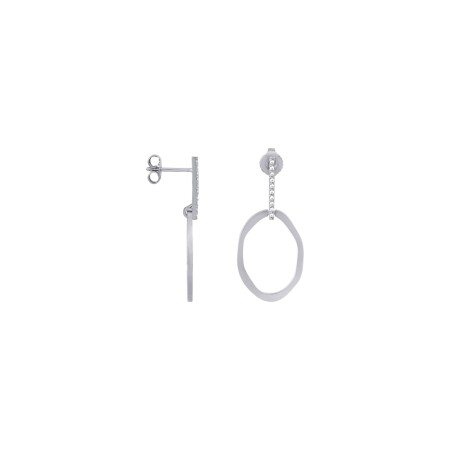 Boucles d'oreilles pendantes Saunier Esquisse en argent et oxydes de zirconium