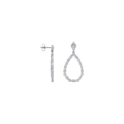 Boucles d'oreilles pendantes Saunier Galet en argent et oxydes de zirconium