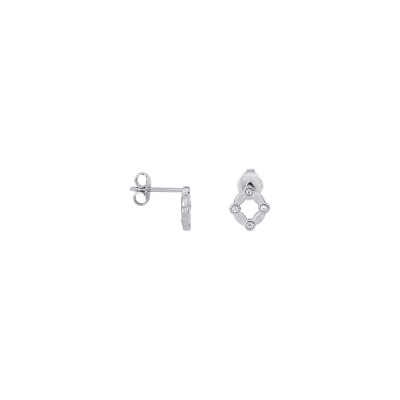 Boucles d'oreilles puces Saunier Galet en argent et oxydes de zirconium