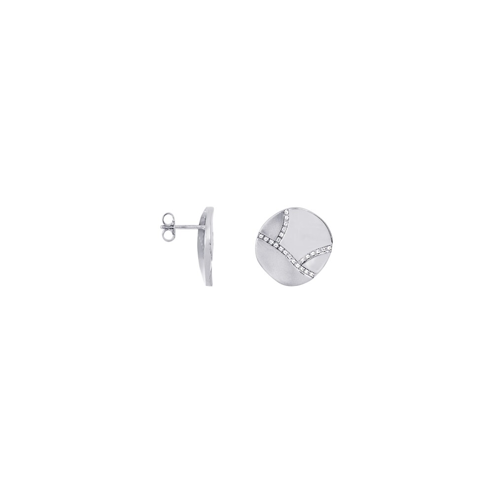 Boucles d'oreilles puces Saunier Fragments en argent et oxydes de zirconium