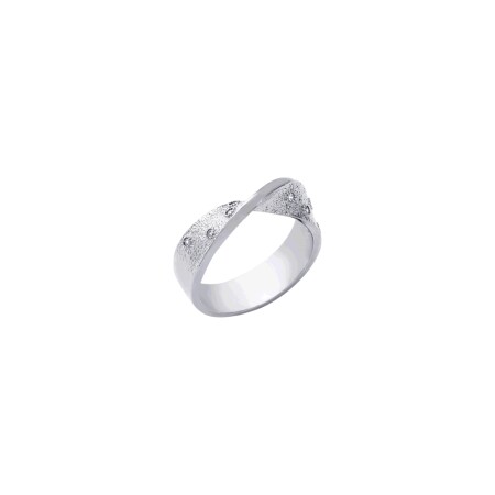 Bague Saunier Basalte en argent et oxydes de zirconium, taille 54